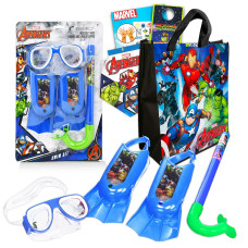 Marvel Avengers Swim Set Bundle For Toddlers Kids Boys Girls Avengers Snorkel Set With Goggles Flippers Snorkel And Tote