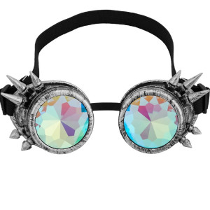 Raves Glasses With Rainbow Crystal Glass Lens Kaleidoscope Goggles Funky Prism Steampunk Glasses For Cosplay Party