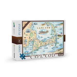 Cape Cod Map Cardboard Jigsaw Puzzle 1000 Pieces Handillustrated Educational Family Activity Ages 7 Includes Poster