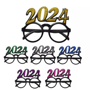 Pack Of 12 Novelty Shaped New Years Eve Party Glitter Plastic Frame Glasses