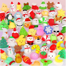 Christmas Mochi Squishy Toy 60 Pcs Kawaii Squishies Christmas Stocking Stuffer Party Favors Christmas Decor Gift For Kids Boys G