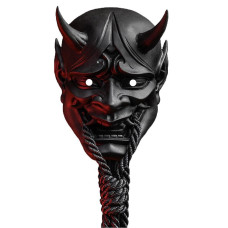 Boxwizard Samurai Oni Mask Japanese Cosplay Latex Mask Anime Demon Face Cover Ghostface Mask For Halloween Party Black