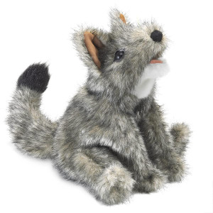 Folkmanis Small Coyote Hand Puppet Gray White Black