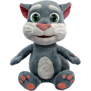 Dragoni Toys Talking Tom Animated Interactive Stuffed Cuddly Plush Toy With Talkback 12 Grey 80802