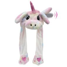 Gadmexily Unicorn Ear Moving Hat Plush Animal Jumping Up Ears Hats Halloween Christmas Cosplay Party Cap For Adult Kids