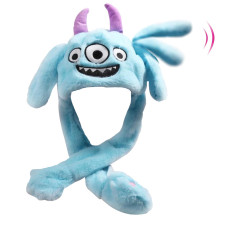 Gadmexily Monster Moving Ear Hat Funny Plush Animal Ear Jumping Ghost Crazy Hats For Adult Kids Cosplay Halloween Party Hat