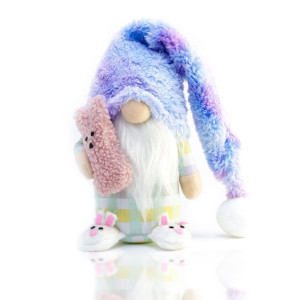 Madanar Easter Pajama Gnome Plush Holding Peep Bunny Swedish Decor For Tiered Tray Shelf Table Decorations Easter