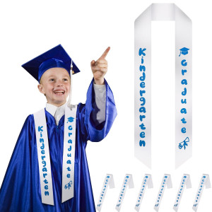 Mtlee 8 Pieces Kindergarten Graduation Sash Satin Printed With The Pattern Of Graduation Cap And The Pattern Of Scroll For Kids