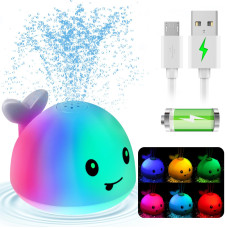 2024 Upgraded Baby Bath Toys Rechargeable Light Up Bath Toys For Kids 13 Babies 612 1218 Months Whale Sprinkler Spray Fount