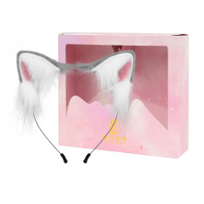 Cat Fox Wolf Ears Cosplay Long Fur Hair Headband Wolf Animal Anime Halloween Cosplay Costume For Girls Pwgray