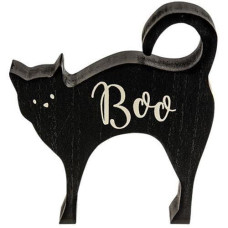 Halloween Decor Small Boo Black Cat Chunky Sitter