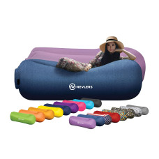 Nevlers 2 Pack Inflatable Loungers With Side Pockets And Travel Bags Light Blue Jeans Lavender Waterproof And Portable E