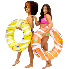 Monsoon Citrus 2Pack Luxury Pool Floats Swimming Float Beach Tube Floaties Ring Tubes Orange Yellow