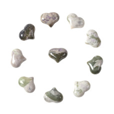 Natural Peace Jasper Gemstone Healing Crystal 1 Inch Mini Puffy Heart Pocket Stone Iron Gift Box Pack Of 10