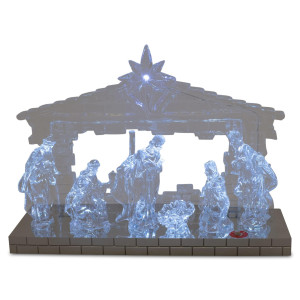 Kurt S Adler 87Inch Batteryoperated Lightup Musical Clear Nativity Scene