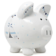 Child To Cherish Ceramic Piggy Bank For Boys Blue Bohemian