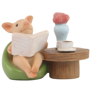 Keepkap Pig Statue Mini Pig Figurine Resin Home Decor Lucky Animal Garden Statue For Micro Landscape Leisurely Pig