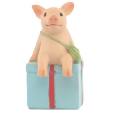 Keepkap Pig Statue Mini Pig Figurine Resin Home Decor Lucky Animal Garden Statue For Micro Landscape Pigs Sitting On Presents