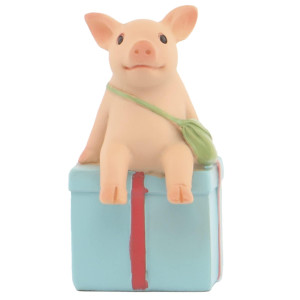 Keepkap Pig Statue Mini Pig Figurine Resin Home Decor Lucky Animal Garden Statue For Micro Landscape Pigs Sitting On Presents