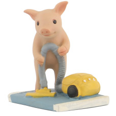 Keepkap Pig Statue Mini Pig Figurine Resin Home Decor Lucky Animal Garden Statue For Micro Landscape Pigs With Vacuum Cleaner