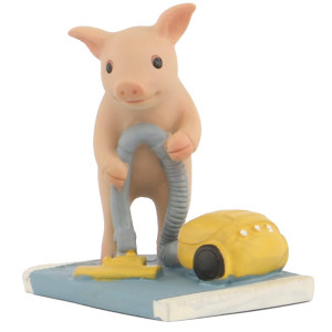 Keepkap Pig Statue Mini Pig Figurine Resin Home Decor Lucky Animal Garden Statue For Micro Landscape Pigs With Vacuum Cleaner