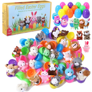 Twisterck 24 Pack Easter Eggs Filled With Mini Plush Animals Stuffed Toy For Kids Easter Basket Stuffersfillers Easter Eggs H