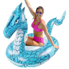 Monsoon Dragon Inflatable Pool Floats For Adults Large Rideon Swimming Pool Float Floatie With Handles Blue