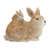 Melrose Brown Rabbit With Bunny, 9.75-Inch Length, Resin, Elegant Home Decoration Collection