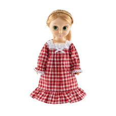 Girl And Doll Matching Nightgown For Doll 1618 Dolls Clothes Red Plaid Vintage Night Dress For Doll Dolls Summer Pjs