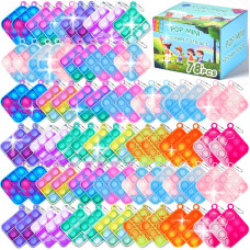 78Pcs Easter Egg Fillers Party Favors For Kids Fidget Toys Bulk Mini Pop Keychain Stocking Stuffers Birthday Carnival Treasure C