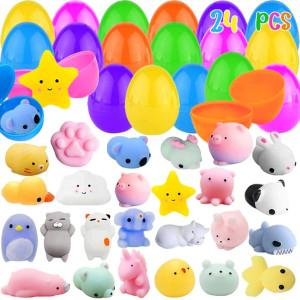 24Pcs Mini Mochi Squishies Toys Small Squishies Animals With Easter Eggs Stress Relief Toys For Kids Valentine Gift Exchange Ea