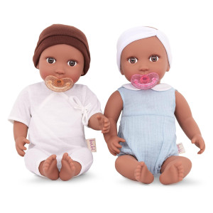 Babi By Battat 14Inch Newborn Baby Dolls Soft Bodies Twin Girl Boy Deepmedium Skin Tones With Brown Eyes Removable O