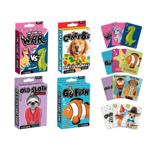 Fun A Ton Classic Kids Card Games 4 Bundle Pack Old Maid Old Sloth Go Fish Crazy 8S War Party Favor Stocking Stuffers