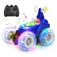 Kizeefun Remote Control Car Rc Stunt Car Invincible 360Rolling Twister With Colorful Lights Music Switch Rechargeable Remote