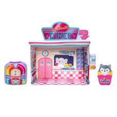 Squishville By Original Squishmallows Darling Diner Playset Includes 2Inch Heidi The Husky Plush Jukebox French Fries And