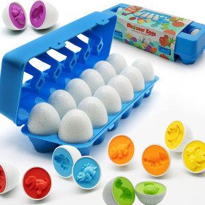 Moontoy Dinosaur Matching Eggs For Toddlers Easter Eggs Toy 12Pcs Educational Learning Color Shape Recognition Montessori