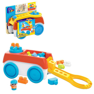 Mega Bloks First Builders Toddler Building Toy Set Block Spinning Wagon With 20 Pieces And Storage 1 Figure Ages 1 Years