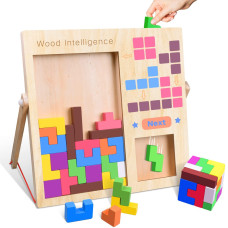 Fftroc Wooden Puzzles For Kids Ages 48 810 Thick Colorful 3D Russian Blocks And Brain Teaser Tangram Jigsaw Stem Intelligence