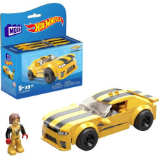 Mega Hot Wheels Building Toy Race Car Playset 17 Camaro With 89 Pieces 1 Micro Action Figure Driver Yellow Kids Age 5 Years