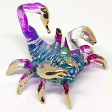 Sansukjai Scorpion Miniature Figurines Animals Hand Painted Blown Glass Art Gold Trim Collectible Gift Decorate Multipurple