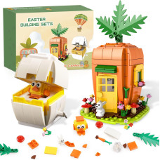 Sawaruita Easter Egg And Bunnys Carrot House Building Brick Kit Easter Basket Fillers Stuffer Toybuilding Blocks Easter Toy G