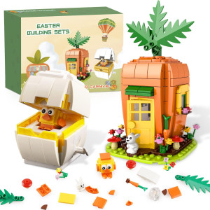 Sawaruita Easter Egg And Bunnys Carrot House Building Brick Kit Easter Basket Fillers Stuffer Toybuilding Blocks Easter Toy G