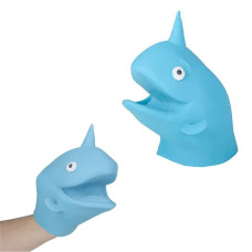 The Dreidel Company Narwhal Rubber Hand Puppet Soft And Stretchy Animal Hand Puppet Fits All Hand Sizes For Girls And Boys P