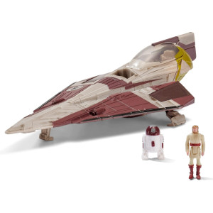 Star Wars Micro Galaxy Squadron Starfighter Class Obiwan Kenobis Jedi Starfighter 5Inch Vehicle With 1Inch Obiwan Kenobi