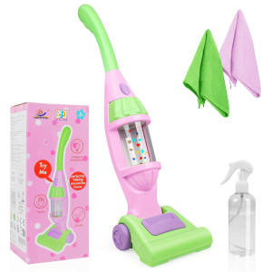 Kids Vacuum Cleaner Toy For Toddler Pink Toy Vacuum Cleaner With Light Realistic Sounds Pretend Role Play Household House Ke