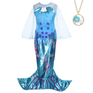 Lito Angels Girls Princess Costumes Mermaid Fancy Halloween Christmas Party Dress Up With Necklace Size 8