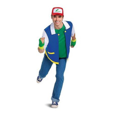Disguise Unisex Adult Ash Ketchum Costume, Official Ash Pokemon Outfit With Jacket And Hat, Sized Costumes, As Shown, Standard Us