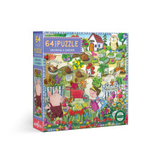 Eeboo Growing A Garden 64 Piece Jigsaw Puzzle Project For Little Hands Aids In Development Of Pattern Shape And Color Recog