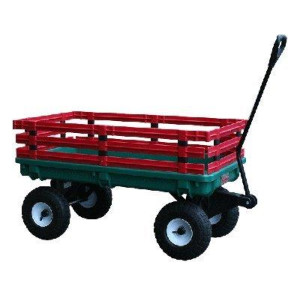 20 In X 38 In Plastic Deck Wagon With 4 In X 10 In Tires Green