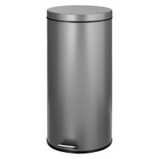 Mdesign Tall 30 Liter Large Round Metal Lidded Step Trash Can Thin Compact Garbage Bin With Removable Liner Bucket For Bathroo